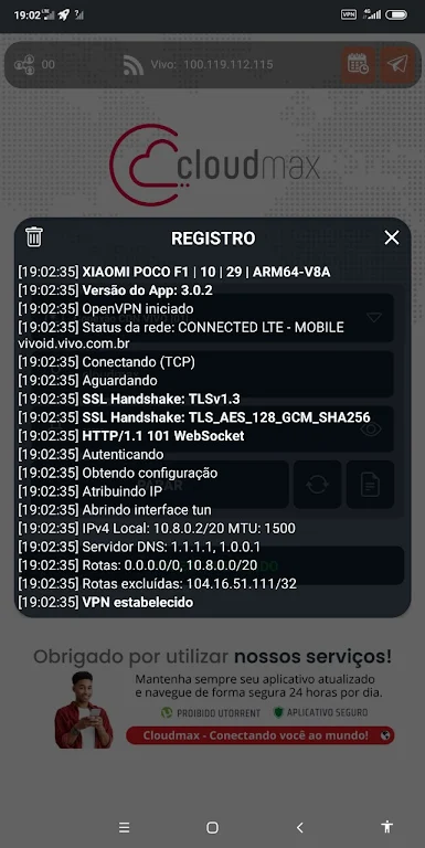 Cloudmax - Conexão OpenVPN Screenshot3