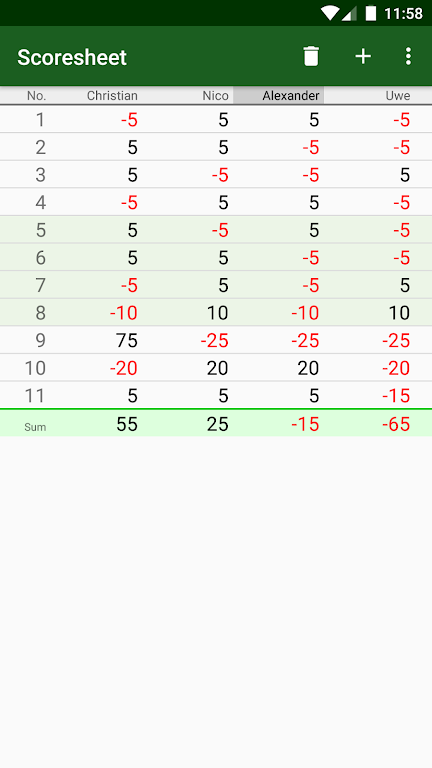 Simple Score Sheet Screenshot1