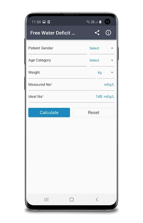 Free Water Deficit Calculator Screenshot2