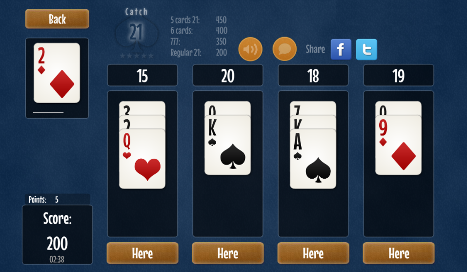 Catch 21 Blackjack Solitaire Screenshot3