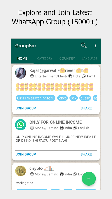 GroupSor - Join & Promote WhatsApp Group Link Screenshot1