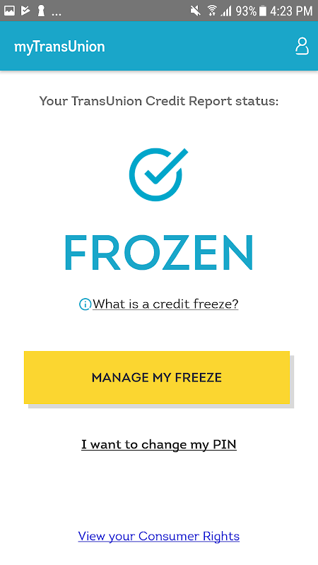 myTransUnion: Credit Freeze Screenshot1