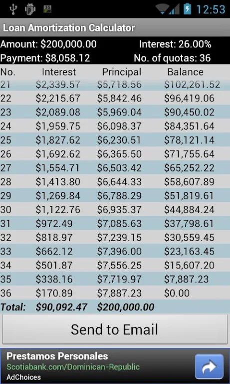 Loan Amortization Calculator Screenshot2