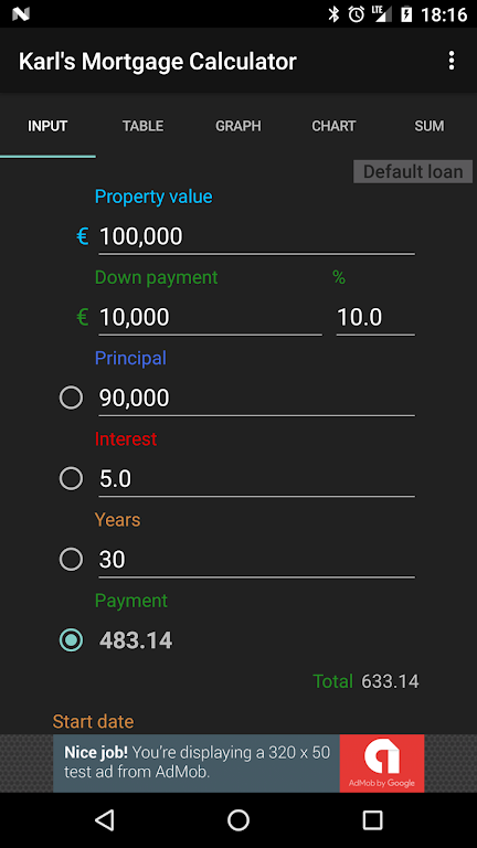 Karl's Mortgage Calculator Screenshot1