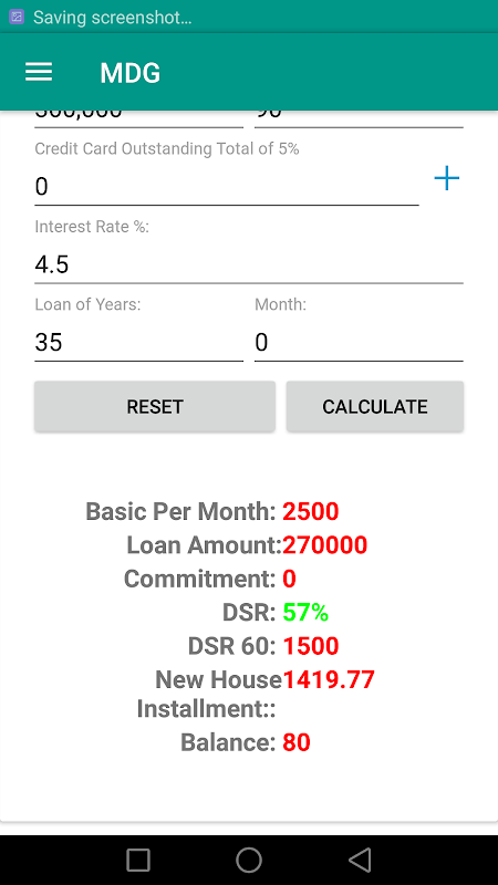 MDG CALCULATOR Screenshot2