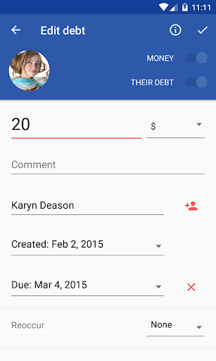 IOU - debt manager Screenshot1