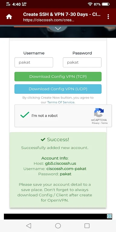 SSH/VPN Account Creator Screenshot4