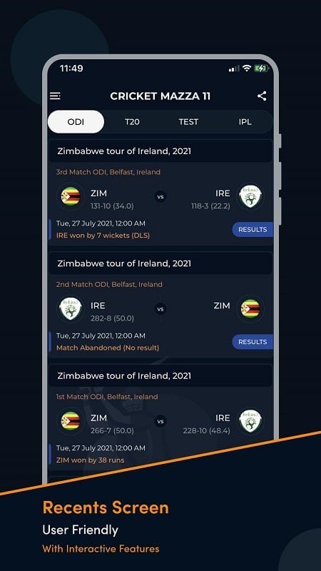 Cricket Mazza 11 Live Line Screenshot3