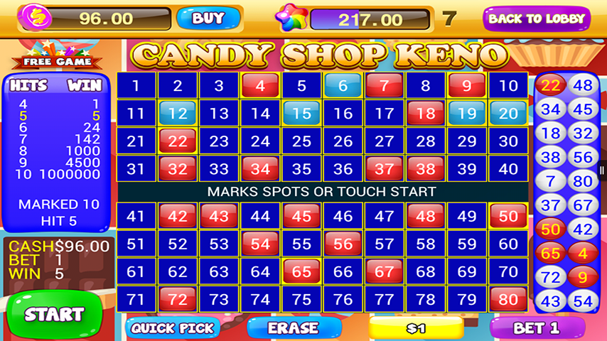 Free Keno Games - Candy Bonus Screenshot2