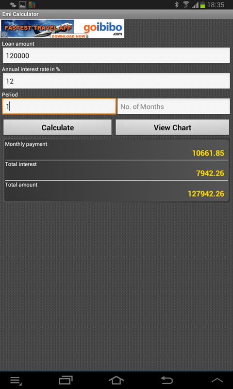 Loan EMI Calculator - Bank Screenshot1