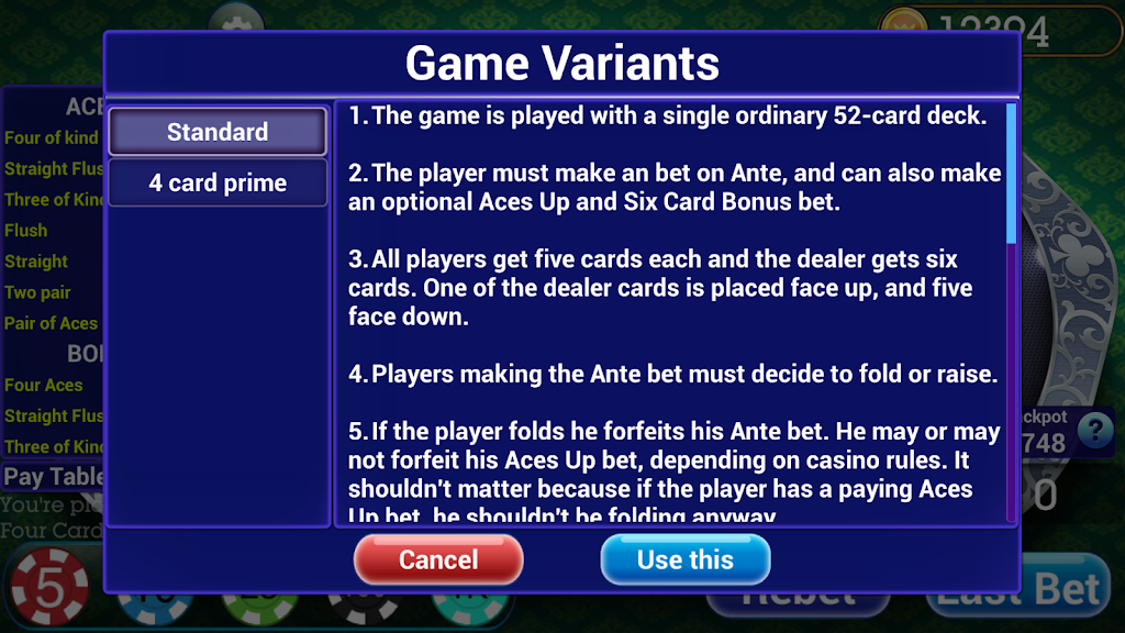 Poker Four Card Screenshot2