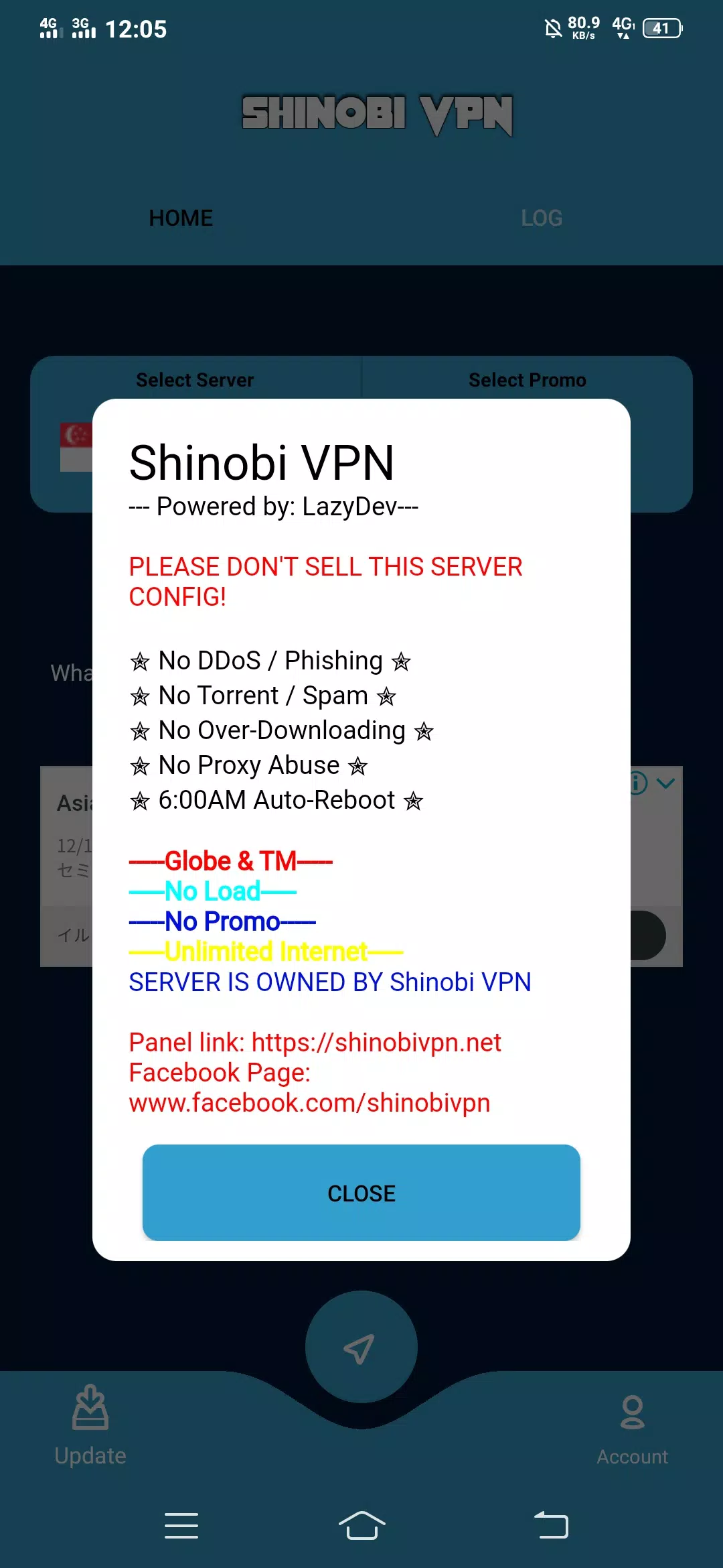 Shinobi VPN GTM - NoLoad Screenshot1