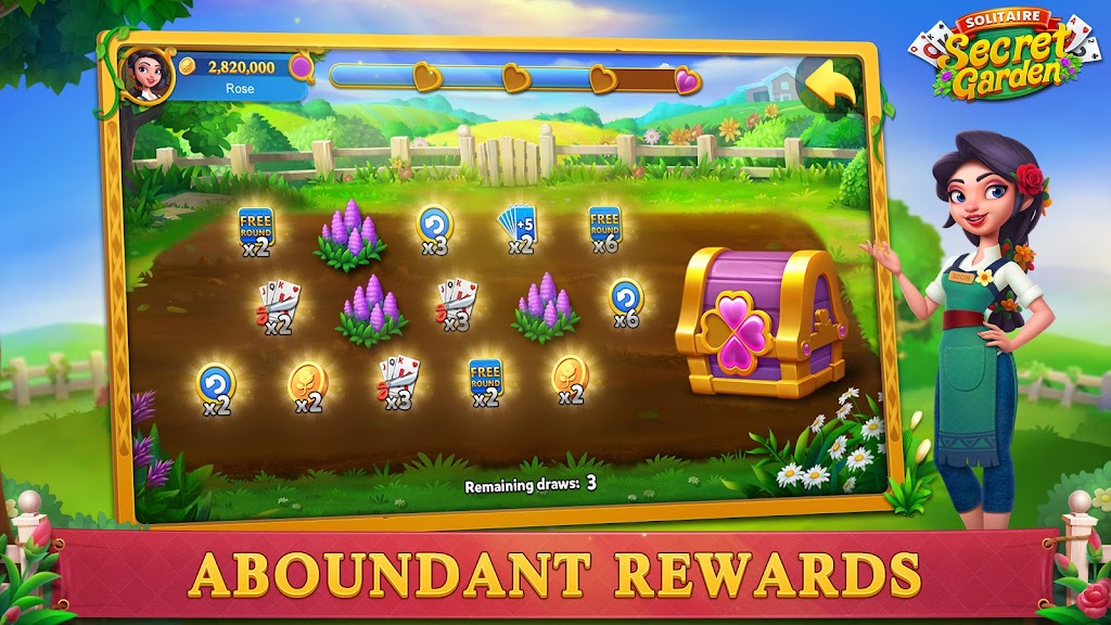 Solitaire Tripeaks-Secret Garden-Free Card Game Screenshot4