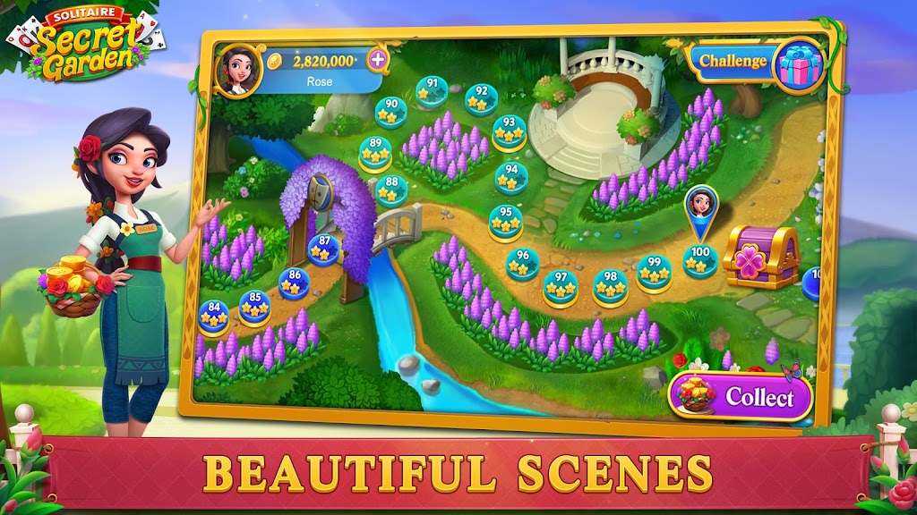 Solitaire Tripeaks-Secret Garden-Free Card Game Screenshot1