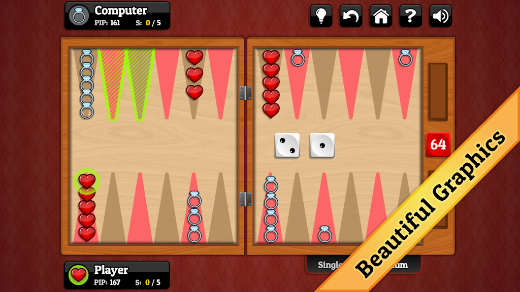 Valentine's Day Backgammon Screenshot1