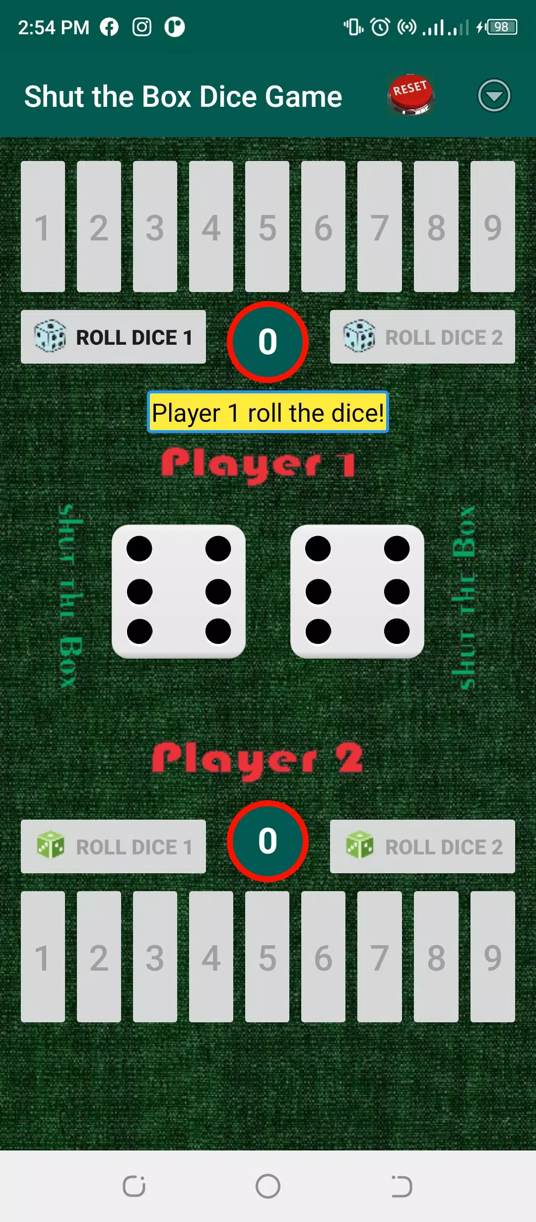 Shut-the-Box Dice Game Screenshot1