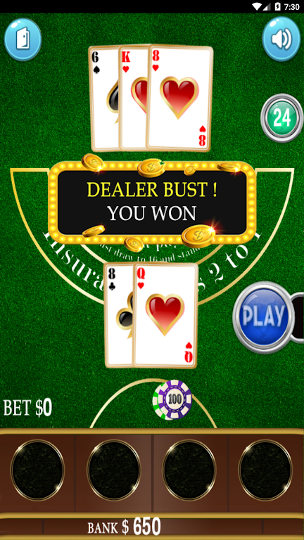 Blackjack 21 - free casino card game Screenshot2