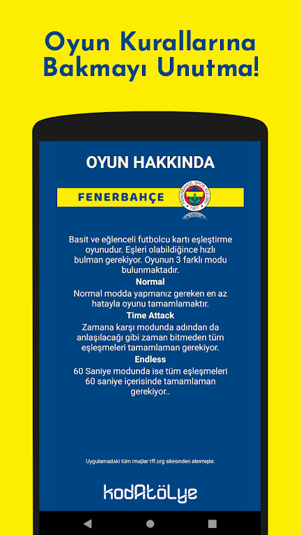 Fenerbahçe Futbolcu Kart Eşleştirme Oyunu Screenshot4