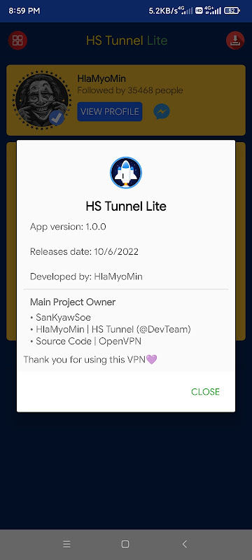 HS Tunnel Lite - Unlimited VPN Screenshot1