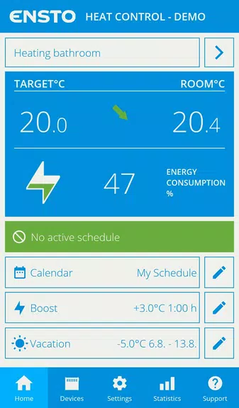 Ensto Heat Control App Screenshot1