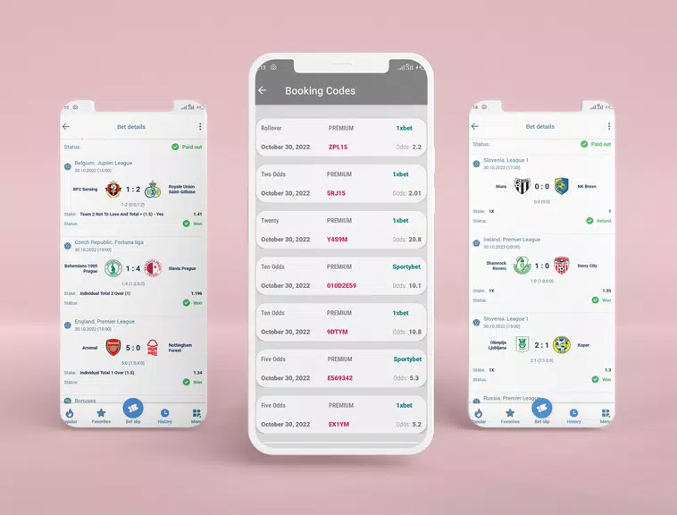 Sports betting - booking codes Screenshot1