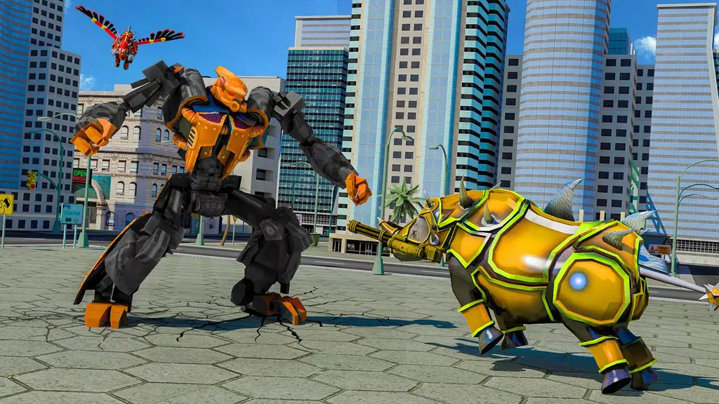 Flying Rhino Robot Transform: Robot War Games Screenshot2