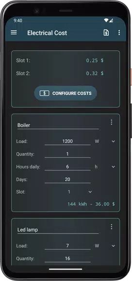 Electrical Cost Screenshot1