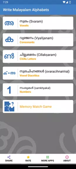 Write Malayalam Alphabets Screenshot1