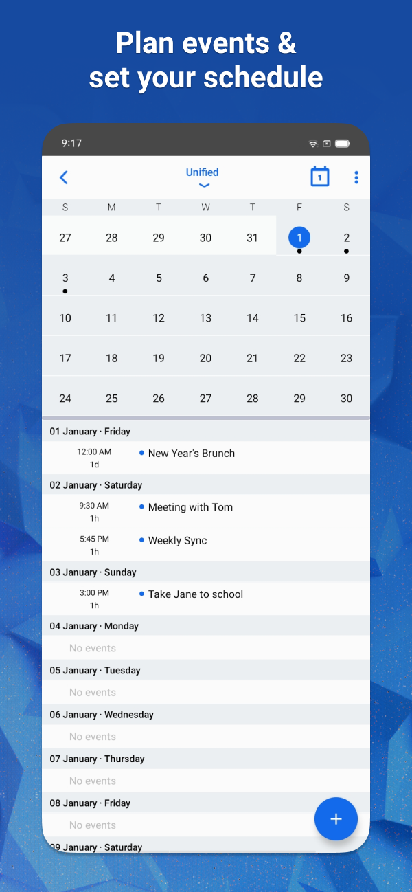 Email Blue Mail - Calendar Screenshot7