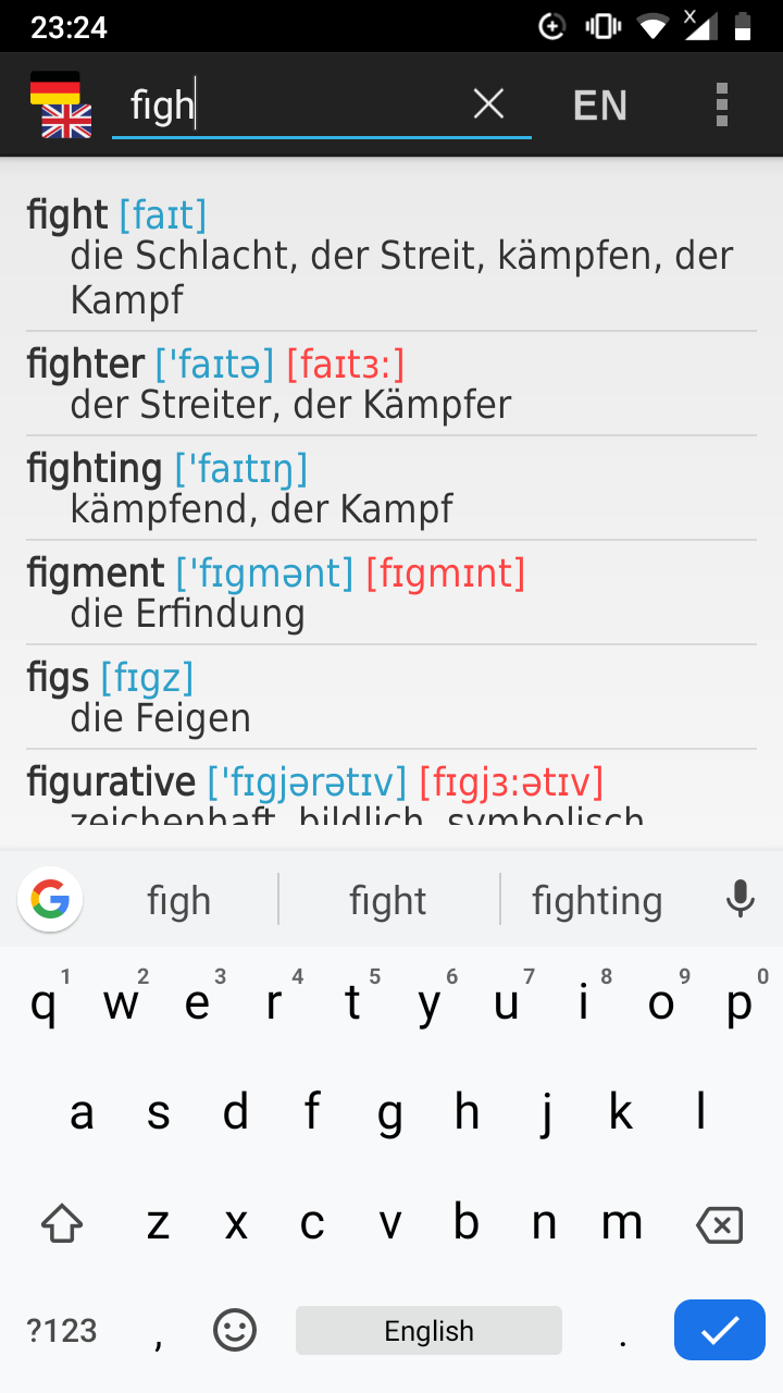 German - English offline dict. Screenshot2