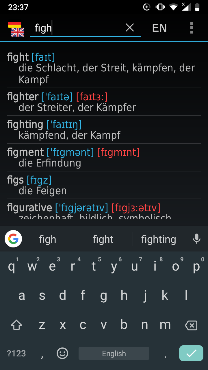 German - English offline dict. Screenshot3
