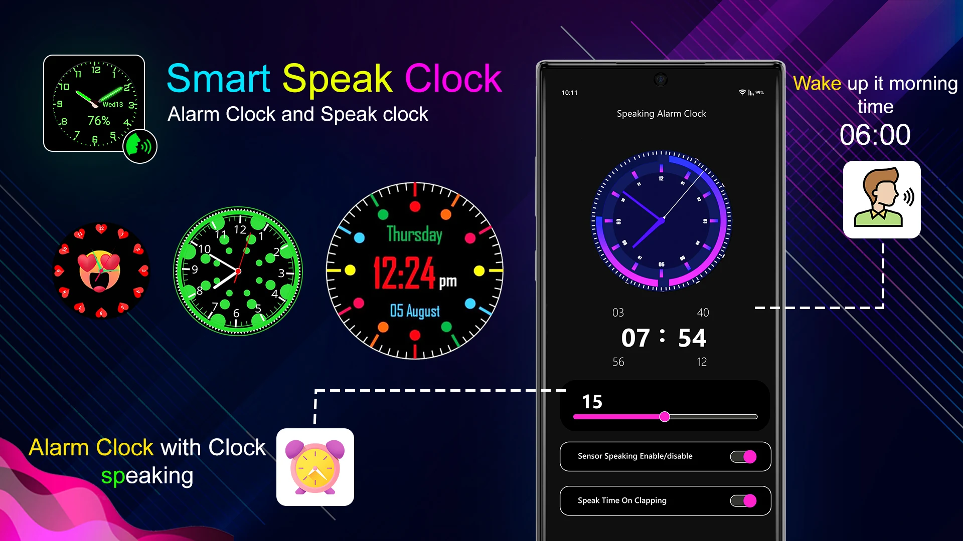 Speak Clock Smart Watch AOD Screenshot1